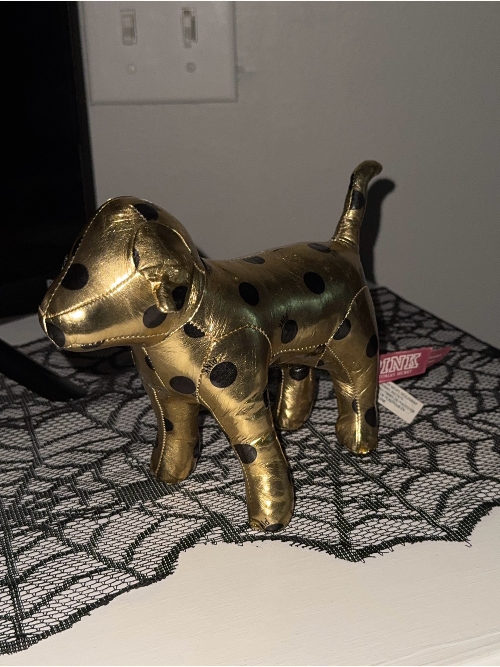 Victoria’s Secret PINK Gold and Black Polka Dot Dog 2012 Collectible